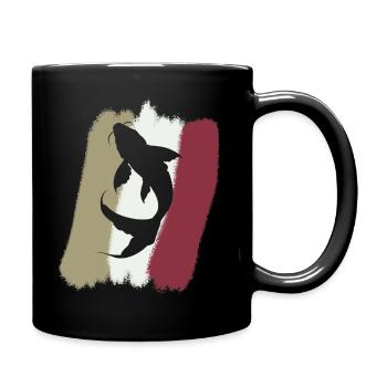 Koi Fisch Fischkopf - Tasse einfarbig - Schwarz - Rechts