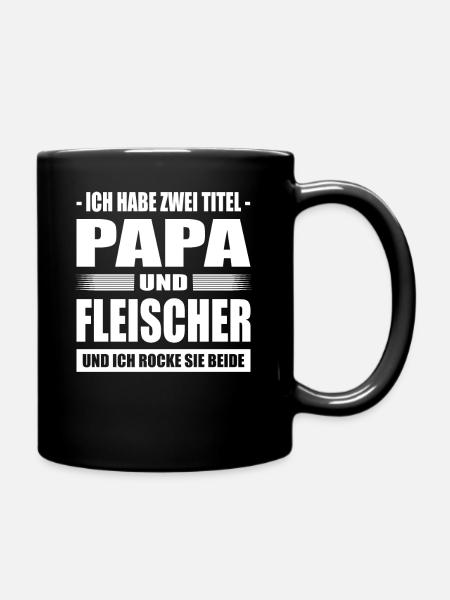 Zwei Titel Papa Und Fleischer Vater Metzger - Tasse einfarbig - Schwarz