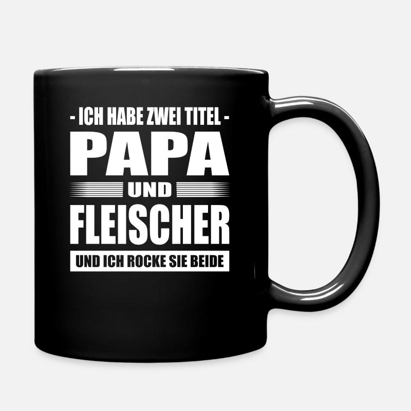 Zwei Titel Papa Und Fleischer Vater Metzger - Tasse einfarbig - Schwarz