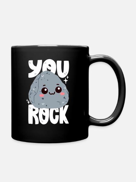 Du rockst! Stein-Wortwitz - Tasse einfarbig - Schwarz