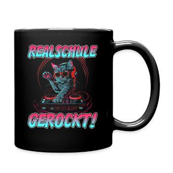 Abschlussklasse Schulabschluss Realschule gerockt - Tasse einfarbig - Schwarz - Rechts