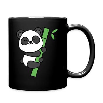 Panda mignon avec bambou - Mug uni - noir - Droite