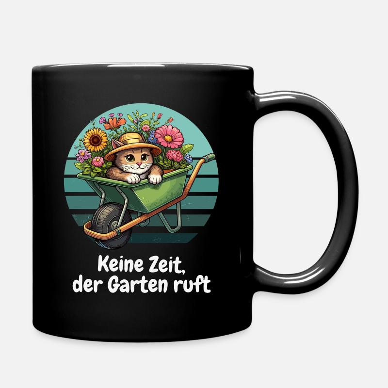 Garten Katze Blumen Kleingarten Pflanzen Niedlich - Tasse einfarbig - Schwarz