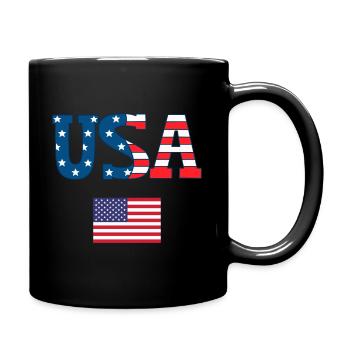 USA Stars Stripes Bold Letters - Full Colour Mug - black - Right