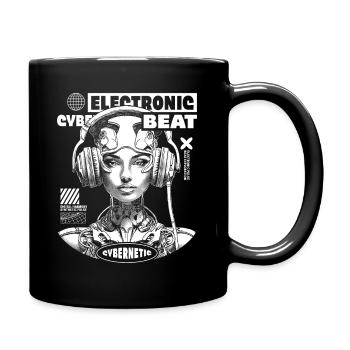 DJ T-Shirt – Futuristic Woman & Headphones! - Full Colour Mug - black - Right