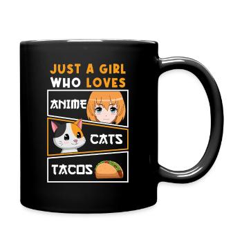 Just a Girl Who Loves Anime Cats Tacos - Full Colour Mug - black - Right