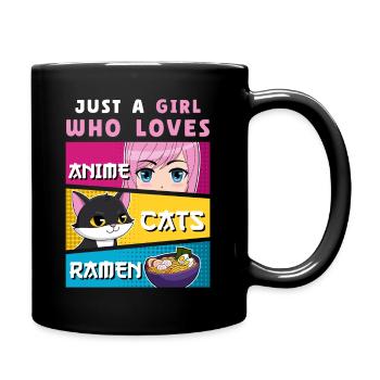Just a Girl Who Loves Anime Cats Ramen - Tasse einfarbig - Schwarz - Rechts