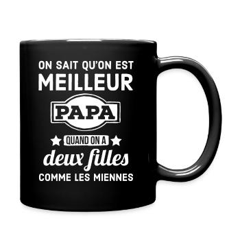 Meilleur Papa de deux filles - Mug uni - noir - Droite