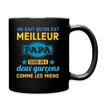 Père de deux garçons - Mug uni - noir - Droite
