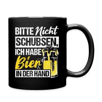 Please don't push I've got beer in my hand Tri - Full Colour Mug - black - Right