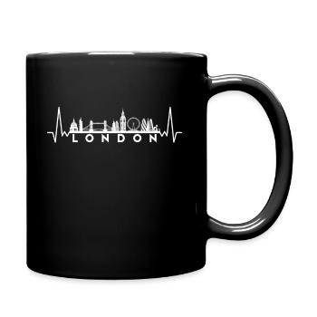 Herzschlag Skyline UK London - Tasse einfarbig - Schwarz - Rechts