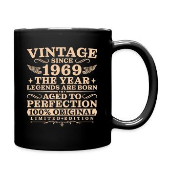 55. Geburtstag Vintage Jahrgang 1969 - Tasse einfarbig - Schwarz - Rechts