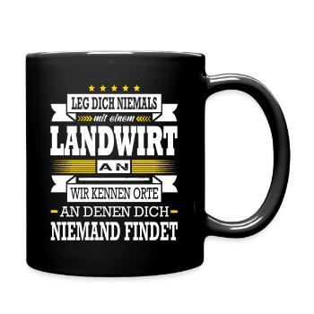 Leg Dich Niemals Mit Einem Landwirt An Jungbauer - Tasse einfarbig - Schwarz - Rechts