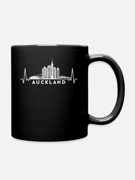Heartbeat Skyline Nouvelle-Zélande Auckland - Mug uni - noir