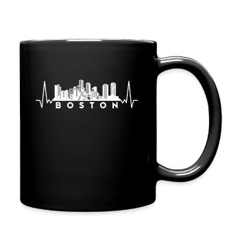 Heartbeat Skyline USA Boston - Full Colour Mug - black - Right