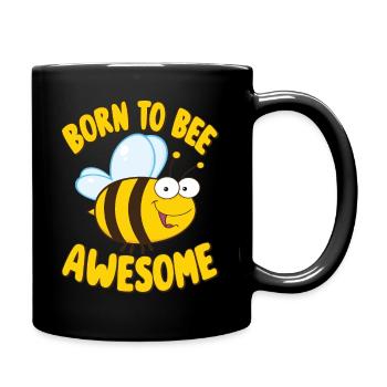 Funny Bee Saying Born to Bee Awesome - Full Colour Mug - black - Right