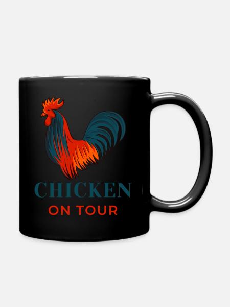 Cartoon Chicken - on tour - Tasse einfarbig - Schwarz