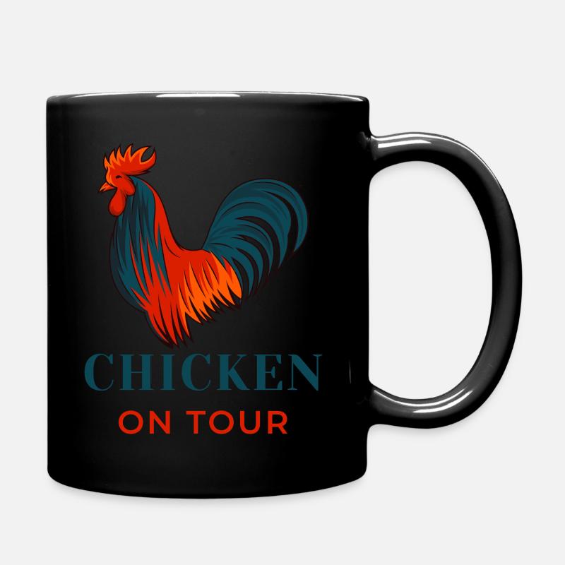 Cartoon Chicken - on tour - Tasse einfarbig - Schwarz