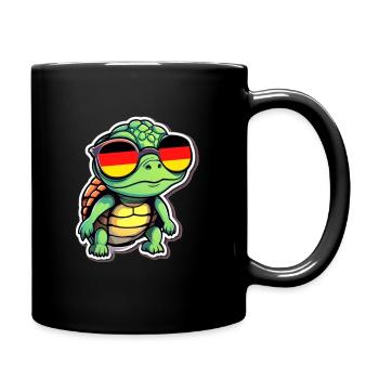 Turtle with sunglasses Germany Football - Full Colour Mug - black - Right