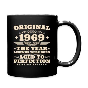 1969 Jahrgang Vintage Geburtstag 55 Jahre - Tasse einfarbig - Schwarz - Rechts