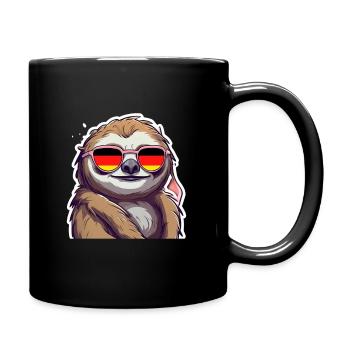 Faultier Sonnenbrille Deutschland Fußball Fan - Tasse einfarbig - Schwarz - Rechts