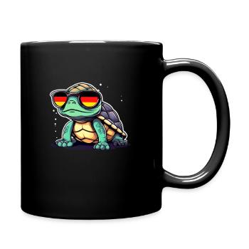 Turtle with sunglasses Germany Football - Full Colour Mug - black - Right