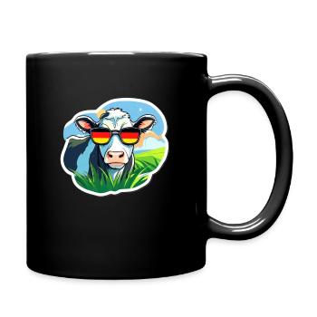 Kuh mit Sonnenbrille Deutschland Fußball Fan - Tasse einfarbig - Schwarz - Rechts