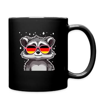 Raccoon with sunglasses Germany Football - Full Colour Mug - black - Right