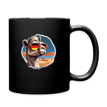 Kamel mit Sonnenbrille Fußball Deutschland - Tasse einfarbig - Schwarz - Rechts