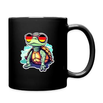 Turtle with sunglasses Germany Football - Full Colour Mug - black - Right