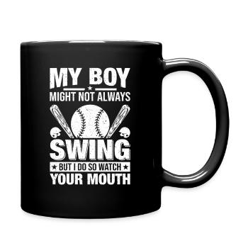Baseball Mon garçon ne frappe pas toujours, moi - Mug uni - noir - Droite