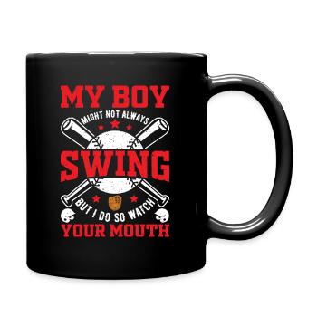 Baseball Mon garçon ne frappe pas toujours, moi - Mug uni - noir - Droite
