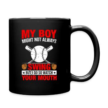 Baseball Mon garçon ne frappe pas toujours, je le fais - Mug uni - noir - Droite