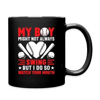 Baseball Mon garçon ne frappe pas toujours, je le fais - Mug uni - noir - Droite