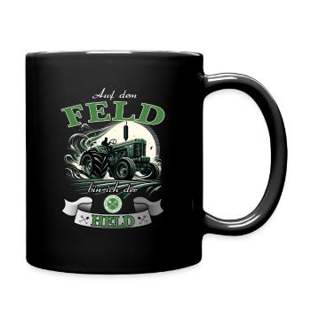 Traktor lustiger Spruch für den Held auf dem Feld - Tasse einfarbig - Schwarz - Rechts