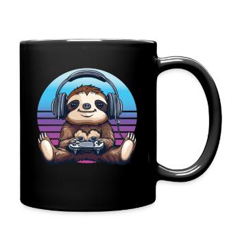Faultier gaming Retro - Tasse einfarbig - Schwarz - Rechts