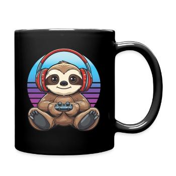 Faultier gaming Retro - Tasse einfarbig - Schwarz - Rechts