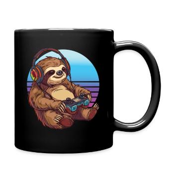 Faultier gaming Retro - Tasse einfarbig - Schwarz - Rechts