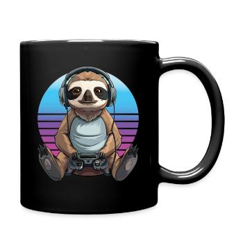 Faultier gaming Retro - Tasse einfarbig - Schwarz - Rechts