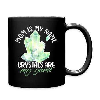 Mom In My Name Crystals Are My Game Reiki Healer - Full Colour Mug - black - Right