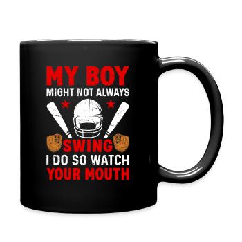 Baseball Mon garçon ne frappe pas toujours, je le fais - Mug uni - noir - Droite
