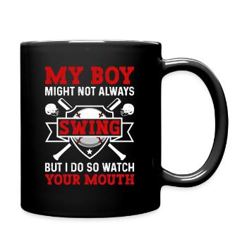Baseball Mon garçon ne frappe pas toujours, moi - Mug uni - noir - Droite