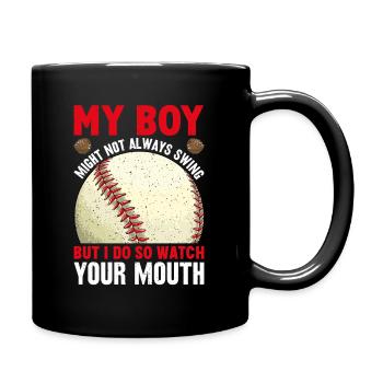 Baseball Mon garçon ne frappe pas toujours, je le fais - Mug uni - noir - Droite