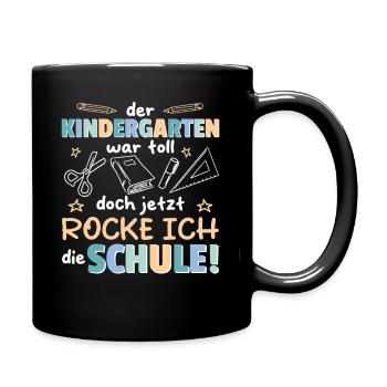 Kindergarten Abschied Hallo Schule ich bin soweit! - Tasse einfarbig - Schwarz - Rechts