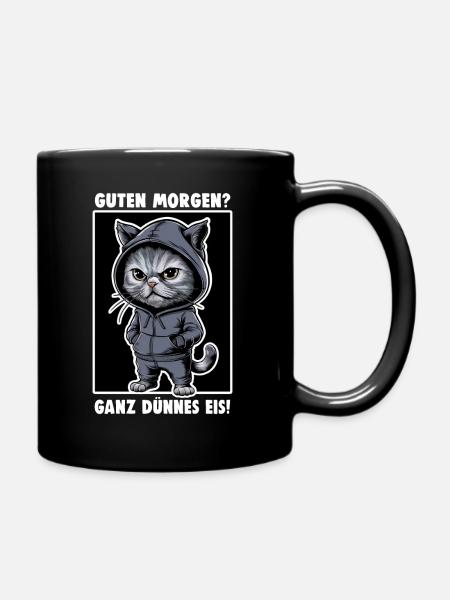 Genervte Katze Lustiges Katzen-Design Spruch - Tasse einfarbig - Schwarz
