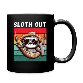 Sloth Hammock Holiday Weekend Chilling Fun - Full Colour Mug - black - Right