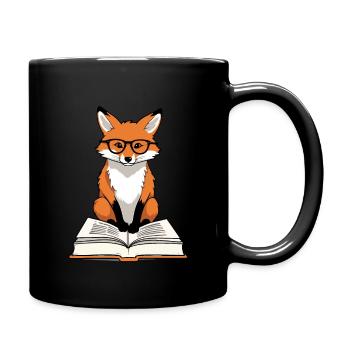 Niedlicher Buch Liebhaber Fuchs Mit Brille - Tasse einfarbig - Schwarz - Rechts