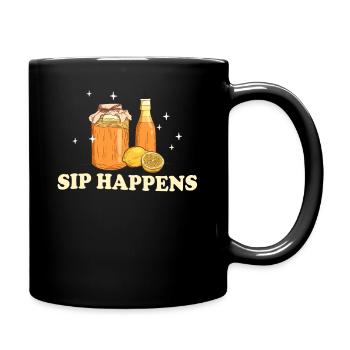 Kombucha Lover Sip Happens Fun Quote - Full Colour Mug - black - Right