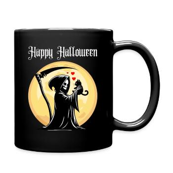 Happy Halloween Grim Reaper Cat Cute Full Moon - Full Colour Mug - black - Right