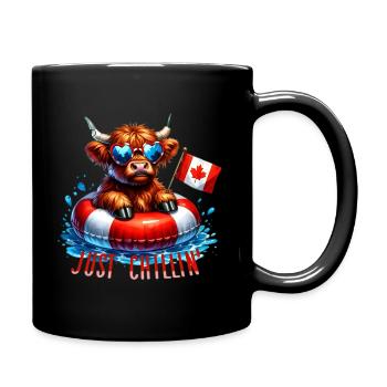 Just Chillin Highland cattle Canada Day - Full Colour Mug - black - Right